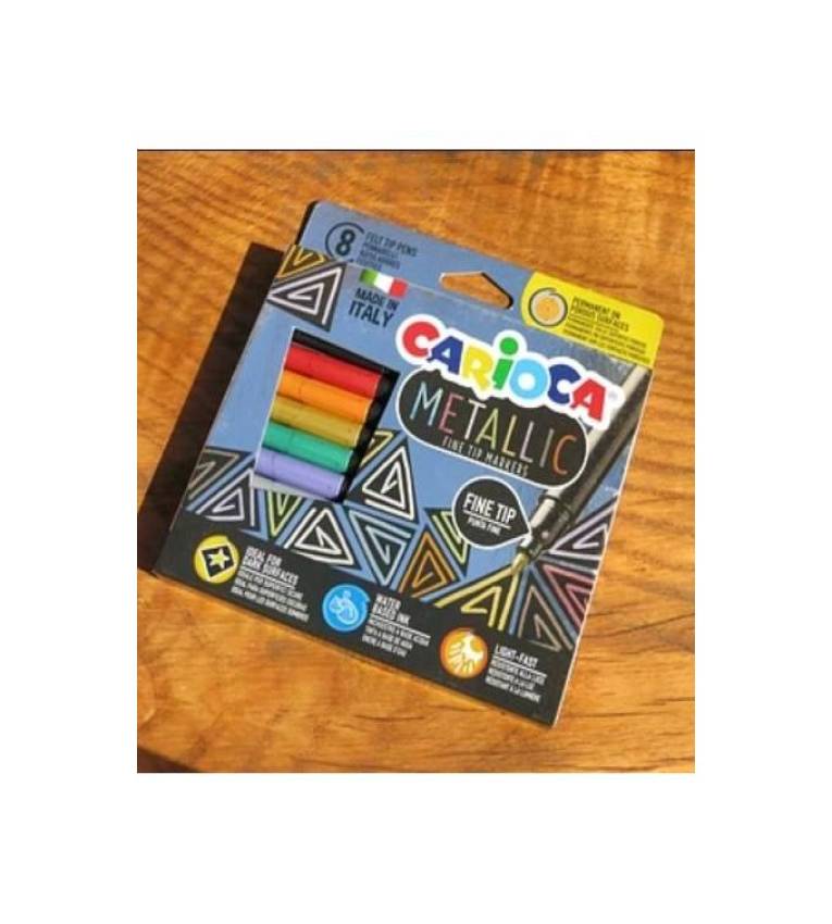 Carioca Marqueurs Métallique Pointe Fine (Pack de 8 Couleurs)